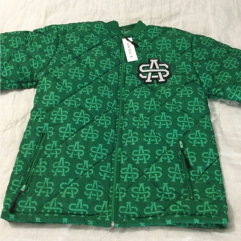 Alpha Social Green Puffer Jacket Size S